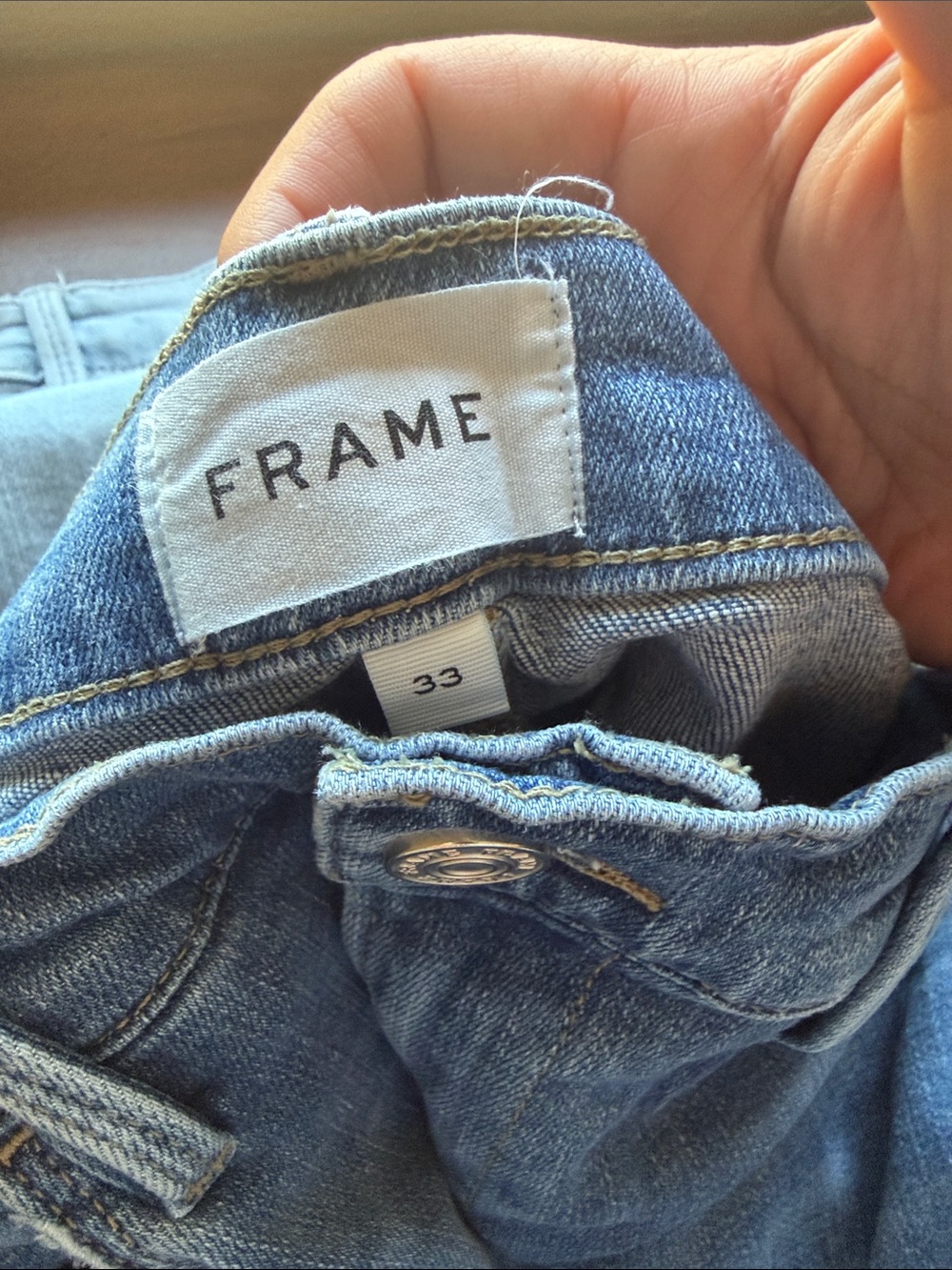 Set of 2 Frame Denim Le Easy Flare Frayed Hem - Light & Medium Blue - Picture 4 of 6